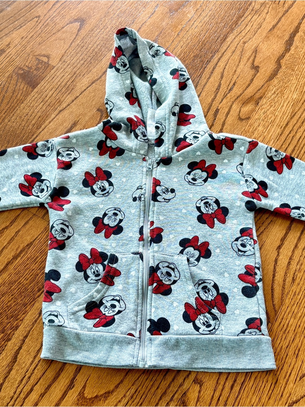 Disney Grey Hoodie with Red Minnie Bow Print